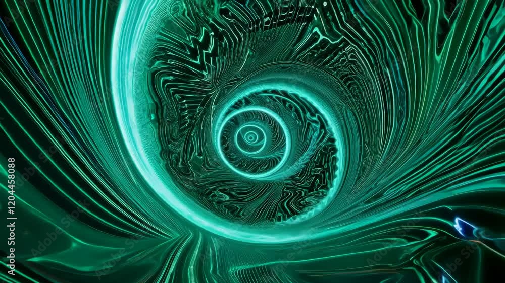 Poster mesmerizing swirling abstract design with vibrant green spirals and dynamic patterns