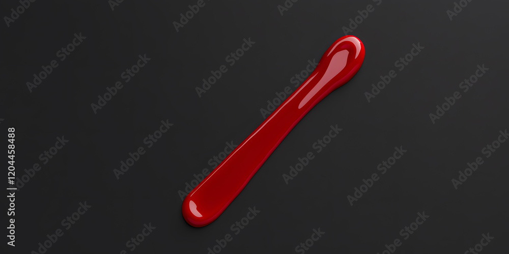 Poster a single streak of vibrant red paint flows across a dark surface, creating a dynamic visual.