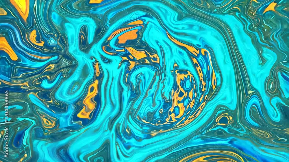 Poster vibrant abstract swirl with blue and yellow fluid patterns and dynamic movement