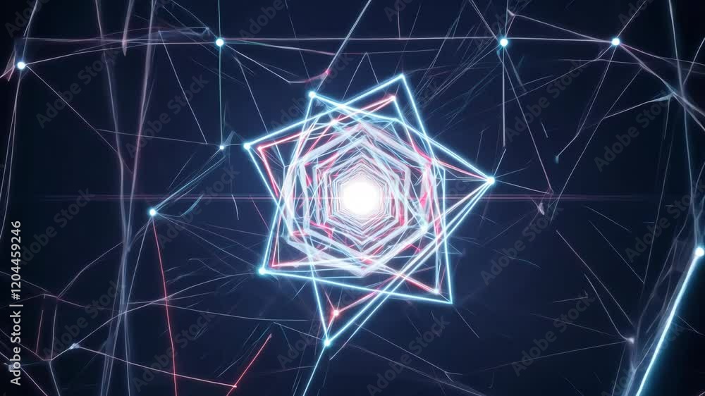 Aufkleber abstract geometric light pattern with neon lines in a dark background