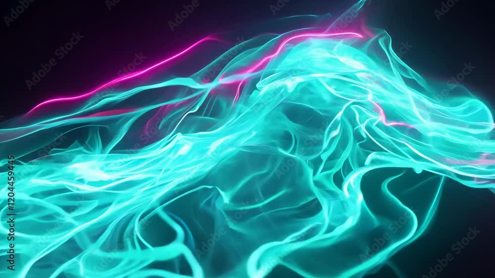 Poster vibrant neon waves of colorful abstract light patterns in motion
