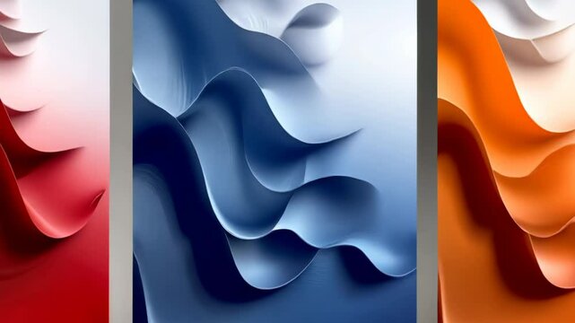 Dynamic abstract waves in vivid gradient colors ebbing across canvas
