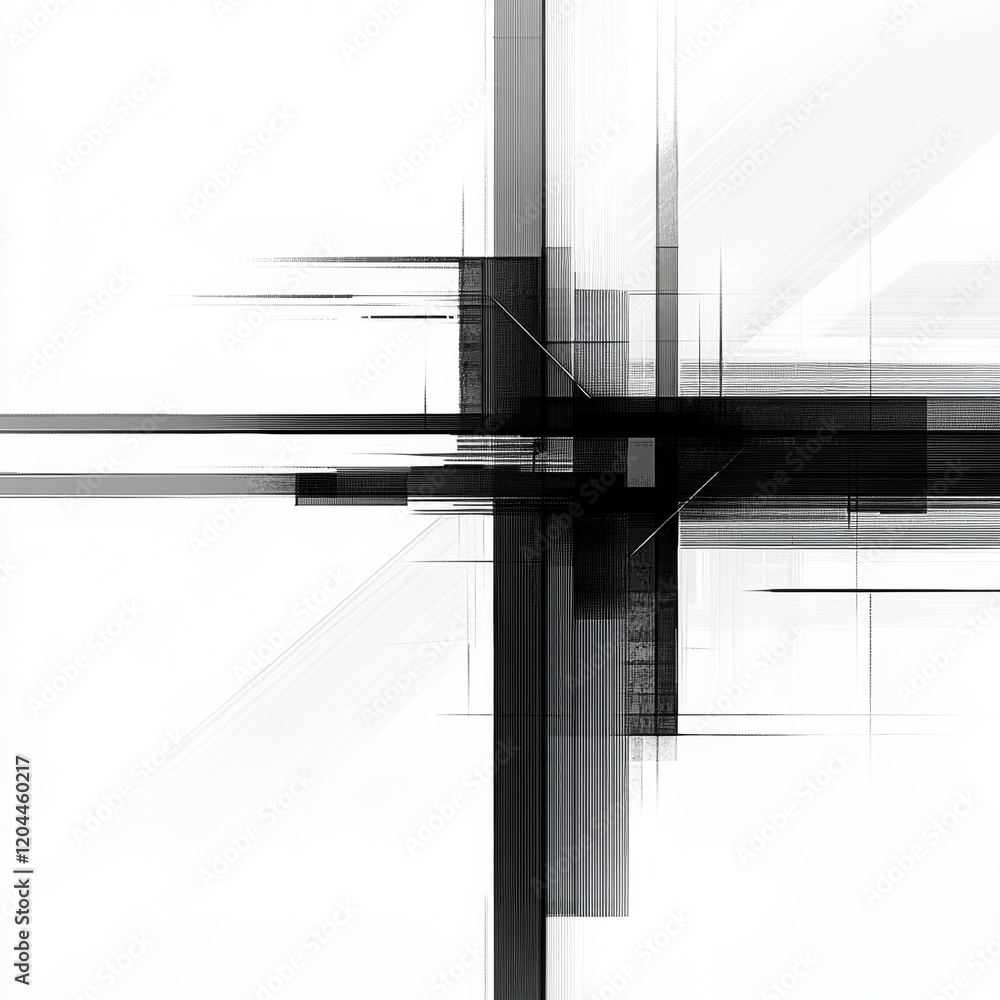Fototapete abstract black and white lines intersecting to create a modern geometric design. generative ai