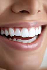 Fototapeta premium A close-up of a woman's perfect white teeth..