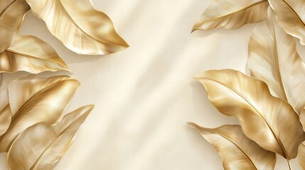 Golden Banana Leaves on Elegant Background