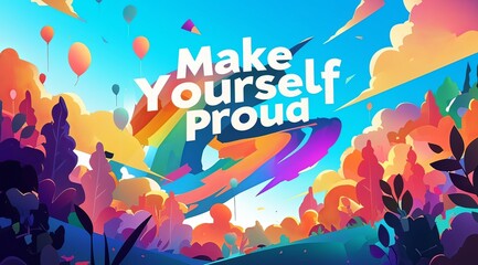 "Make Yourself Proud" Typography with Gradient Color Background