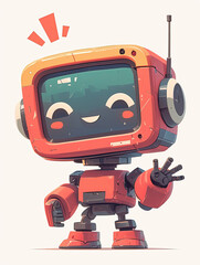 Fototapeta premium A friendly, approachable robot with glowing features, inviting companionship and a sense of calm and joy.