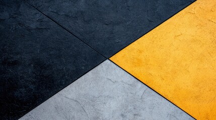 Fototapeta premium Close-up of a black and yellow geometric pattern. the pattern is made up of four squares, each with a different color - black, grey, and yellow.