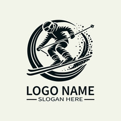 Freestyle Skater Logo Design, Aerial Skiing Logo, Extreme Sports Logo