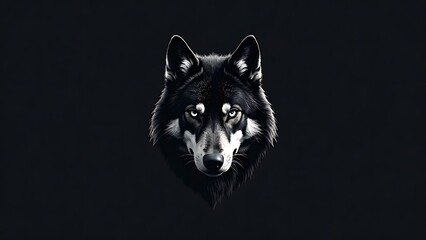black and white wolf logo on a dark background