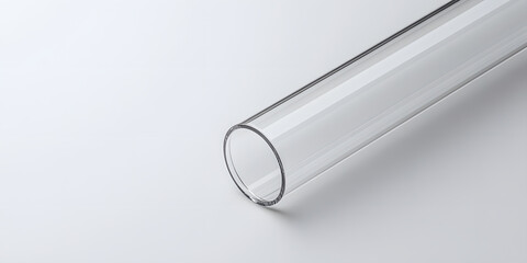 Clear cylindrical tube on a white background.  Perfect for industrial, scientific, or architectural design projects.