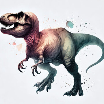 watercolor t-rex dinosaur illustration clip art preview