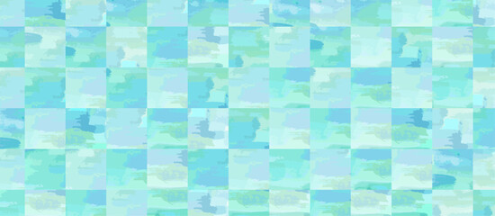 水彩タイル風背景ベクターイラスト素材 夏 水 清涼感 涼しさ 涼し気 水色 