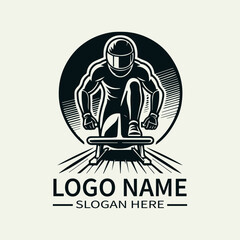 Bobsled Athlete Logo Design, Ice Racing Logo, Adrenaline Rush Logo