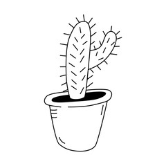 Vector illustration of a Cleistocactus in the doodle style. Isolate on a white background