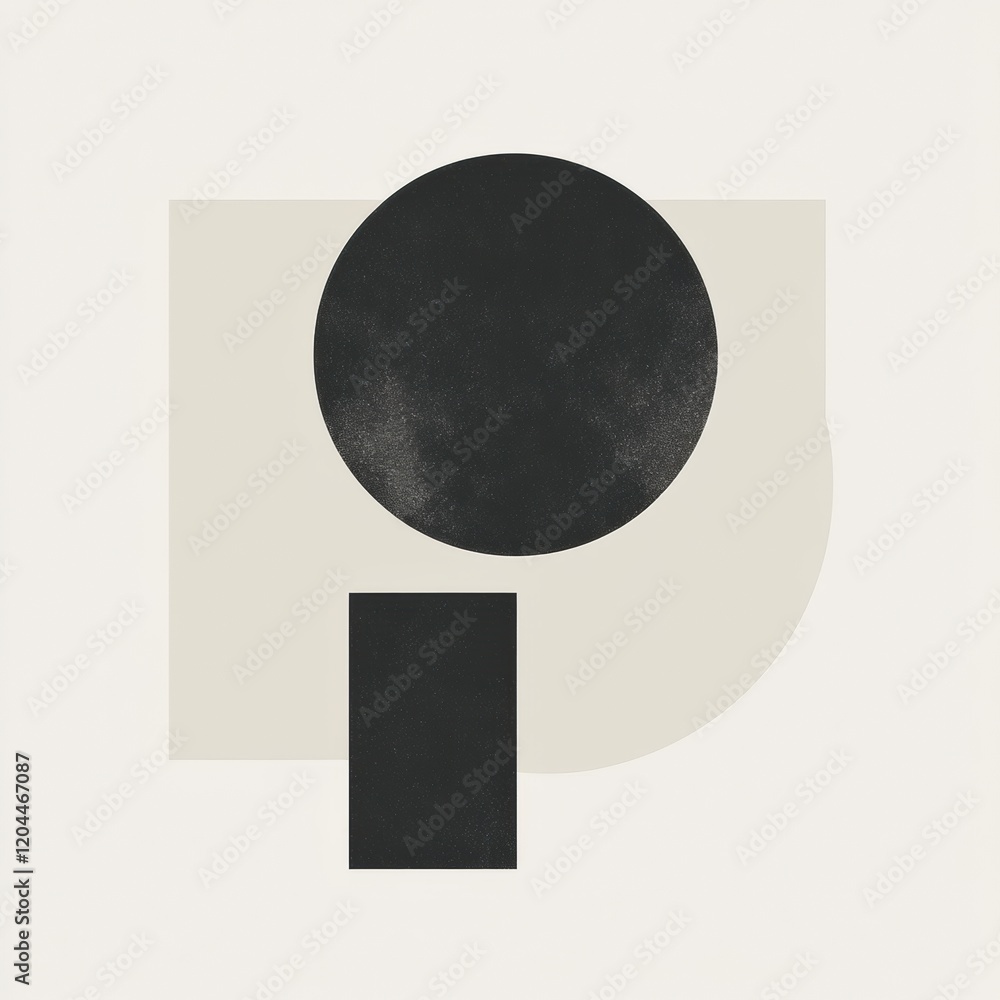 Aufkleber abstract geometric shapes with circular and rectangular elements in muted tones created in a modern 