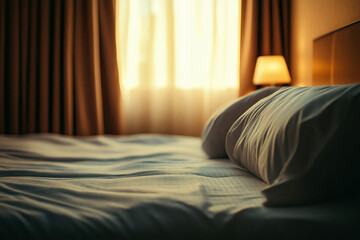 Luxury minimalist hotel room with large bed