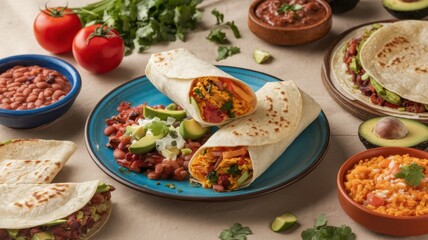 A Delicious Mexican Feast: Burritos, Tacos, and All the Fixings