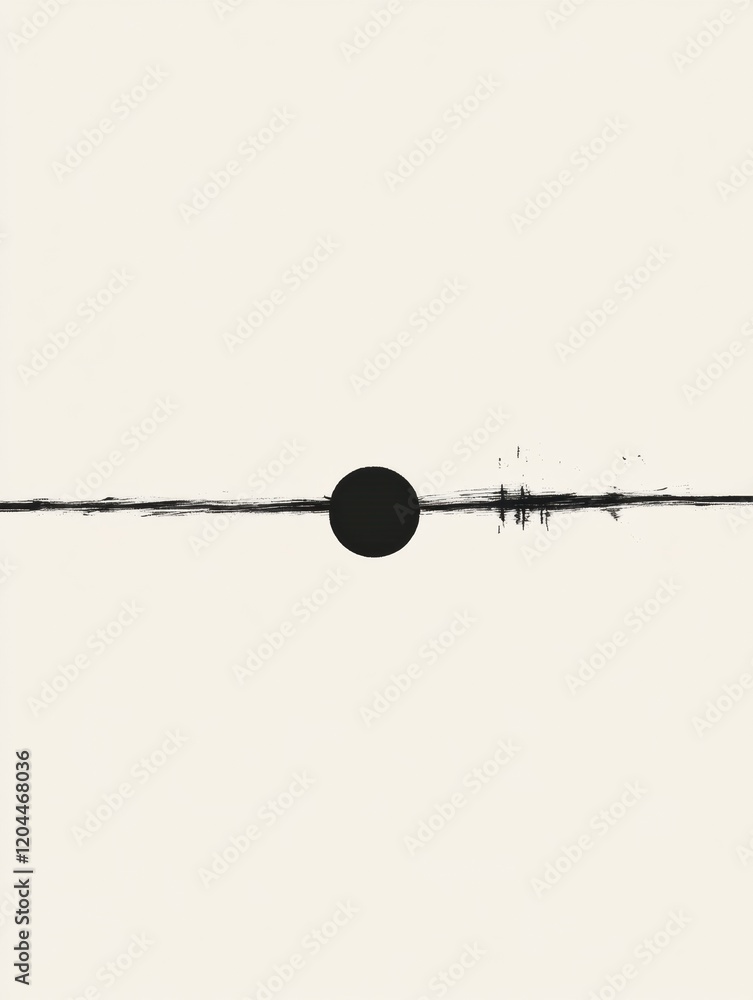 Poster minimalist black circle on a light background representing simplicity in modern art exploration. gen