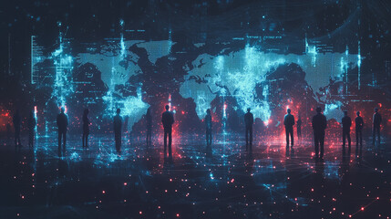 Fototapeta premium abstract professional business team people innovation connection of line from nail node to node on map background , networking concept