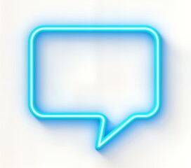 Neon glowing blue speech bubble. Modern design template. Stylish communication symbol. Abstract shape for chatting sharing ideas. Great for app interface social media post. Ideal for digital