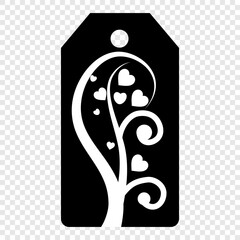 Set of gift or price tags shapes with hearts and love. Realistic Cardboard label,tags,shopping gift card with string collection. Vector templates for cutting. Valentine's Day tag stencils.