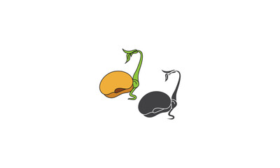 bean sprout seed plants logo Green cartoon sprout vector illustration.