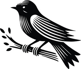 Bird silhouette vector white background