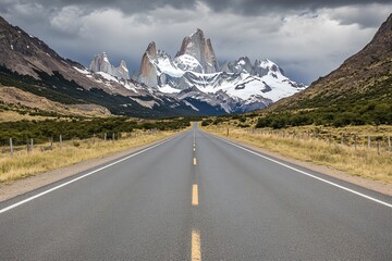 Fototapeta premium Scenic Road Trip to Majestic Fitz Roy Mountain