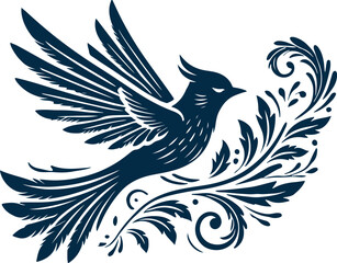 Obraz premium Bird silhouette vector white background