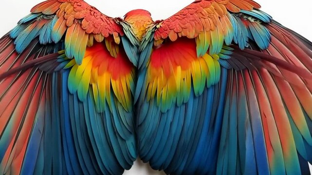 Vibrant parrot wings in motion: a symphony of colorful feathers