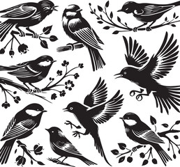 Bird silhouette vector white background