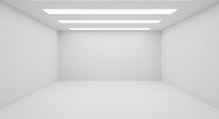 Obraz premium Clean White Empty Room Modern Interior with Recessed Lighting for Product Display. concepts of minimalism, cleanliness, and modernity.