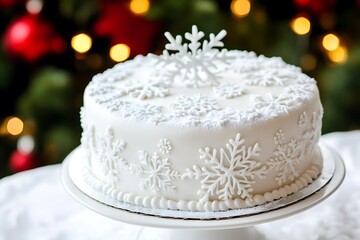 Fototapeta premium Festive Snowflake Christmas Cake