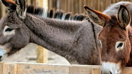 Donkeys Close-Up Scene in Natural Habitat Footage - Powered by Adobe