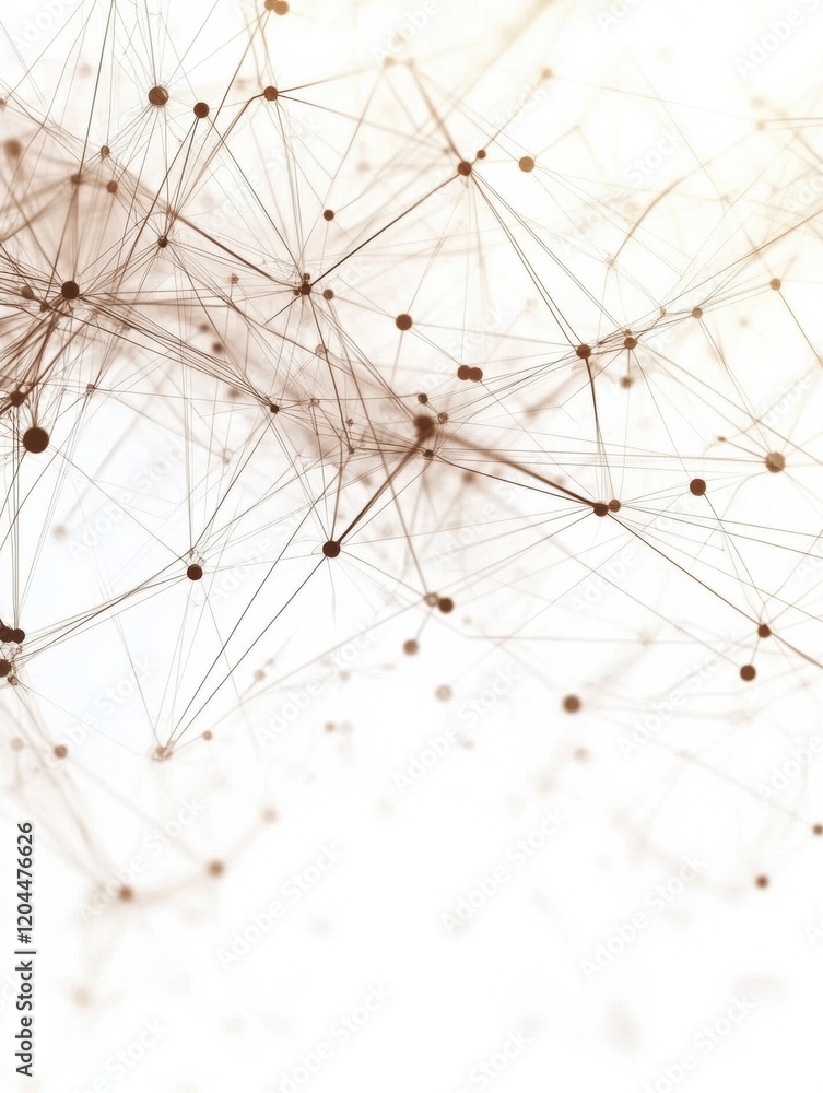 Poster Abstract network structure with interconnected nodes on a light background illustrating technology and data concepts. Generative AI
