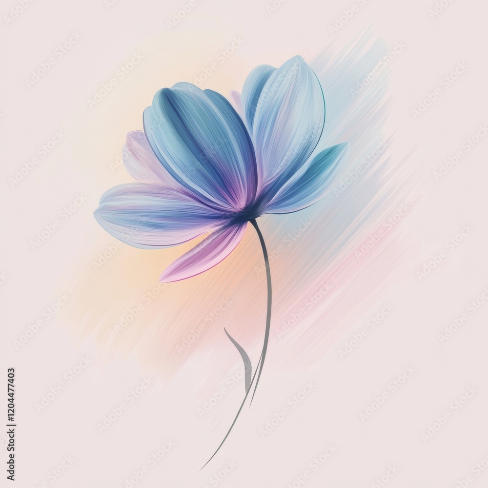 Poster Delicate blue flower with soft pastel background creating a serene and tranquil atmosphere. Generative AI