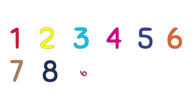 Funny children colorful numbers from 1 to 10. Multi-color vector illustration isolated on white background