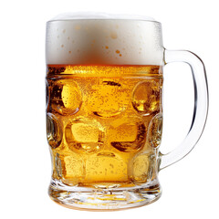Beer chopp mug glass with foam lid isolated with transparent background