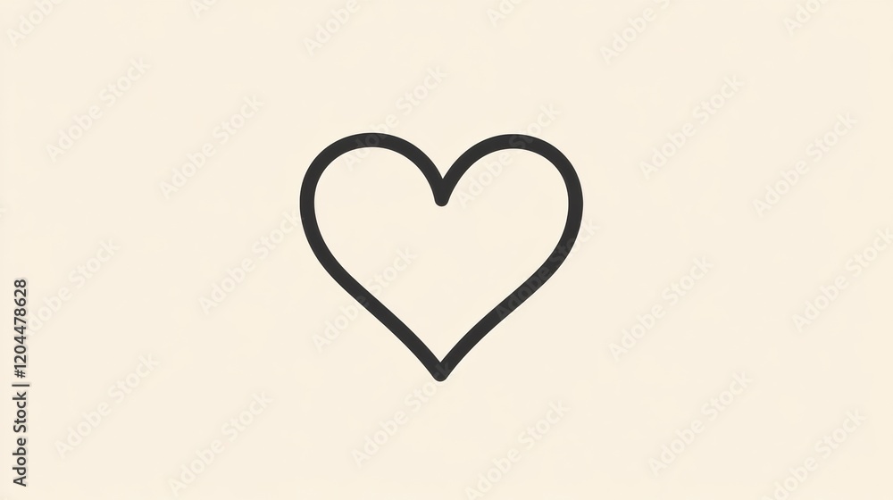 Leinwandbilder Simple black heart symbol on a plain beige background representing love and affection in minimalist design. Generative AI