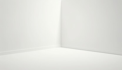 Obraz premium Minimalist Corner of an Empty Room with White Walls and Floor on a White Background