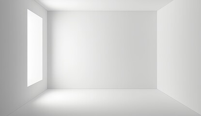 Minimalist Corner of an Empty Room with White Walls and Floor on a White Background