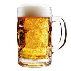 Beer chopp mug glass with foam lid isolated with transparent background