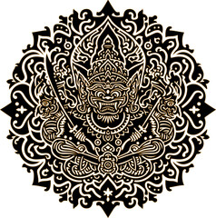 vector illustration sketch drawing of traditional ethnic wayang sacred gods and goddesses classic vintage.eps