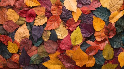 Colorful autumn leaves in warm lighting
