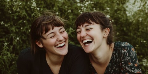 Fototapeta premium Joyful and Radiant Laughter Shared Between Friends in the Embrace of Natures Beauty