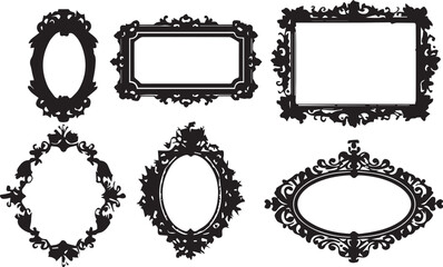 A set of frame silhouettes for flat design. Hand drawn vector illustration