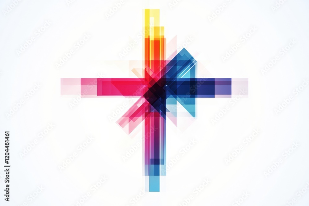 Leinwandbilder Colorful geometric design with overlapping shapes and vibrant hues creating abstract visual impact. Generative AI