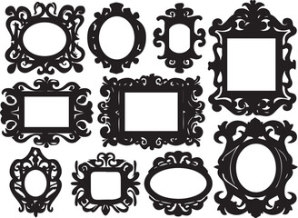 A set of frame silhouettes for flat design. Hand drawn vector illustration