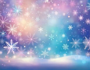beautiful pastel colored winter background with falling snowflakes